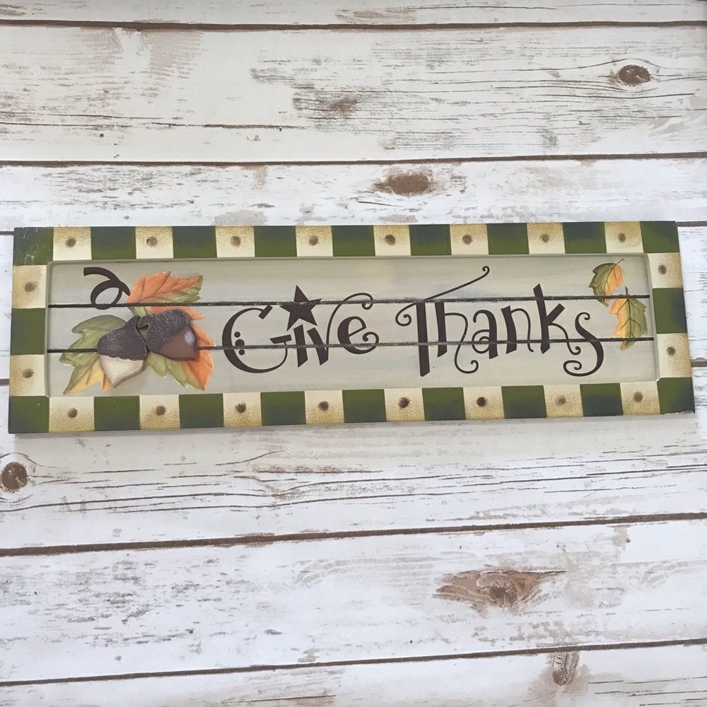 Sign Give Thanks Wooden Sign‎ - Picture 10 of 11